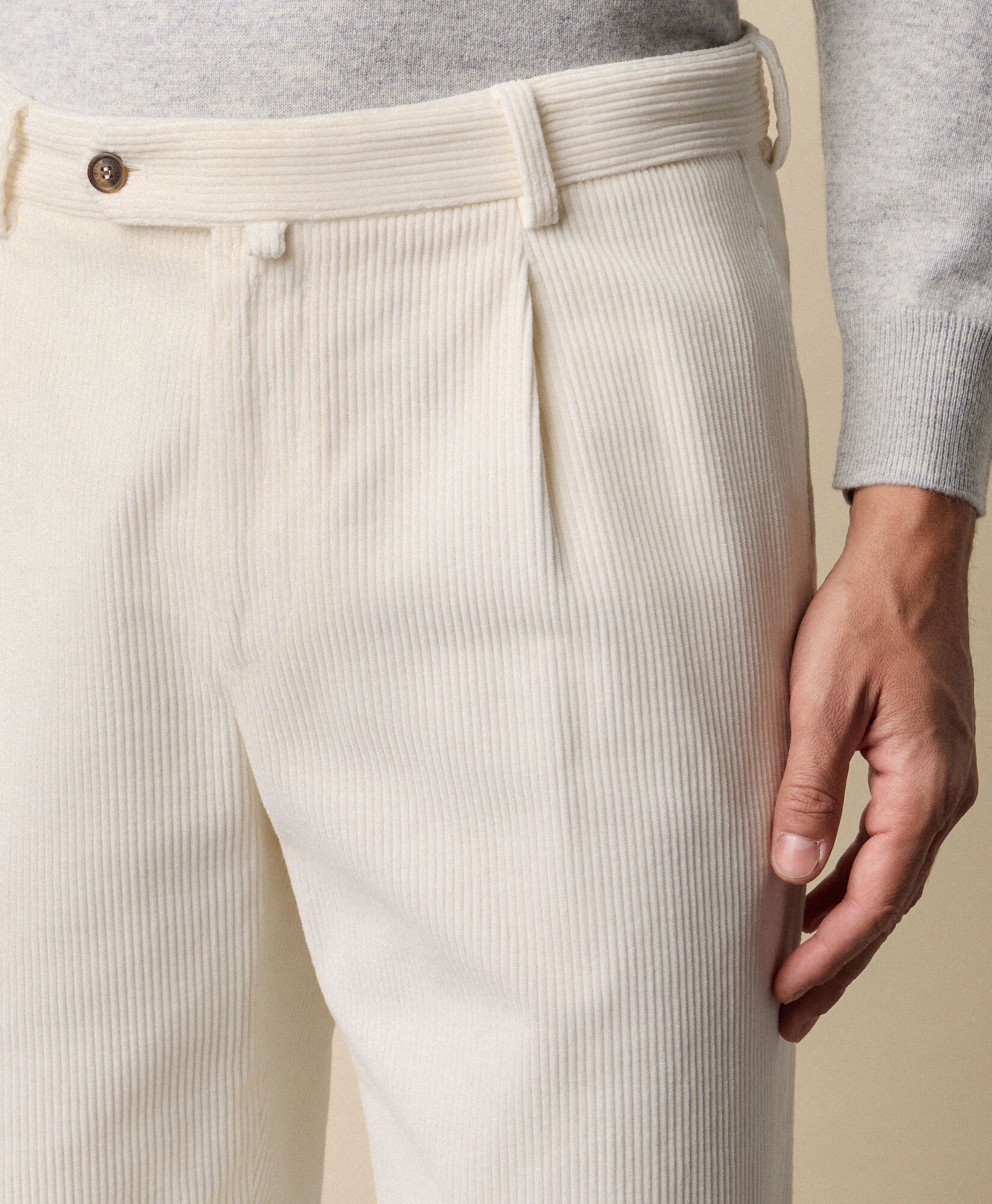 One-Pleat Cotton Corduroy Chino