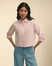 Brooks Brothers Koszula cropped z elastycznej popeliny w paski Różowy