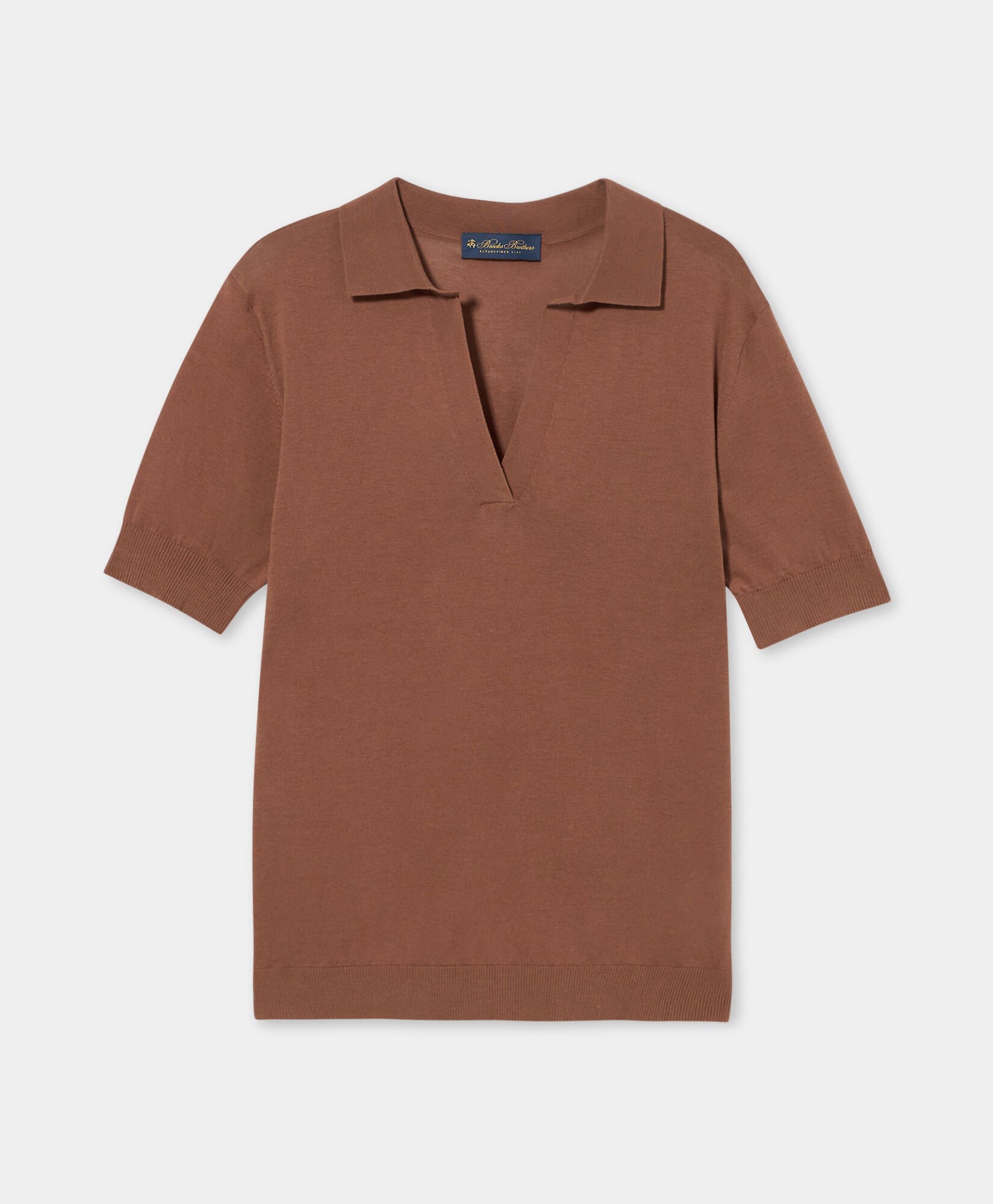 Silk Blend Knit Polo with Johnny Collar