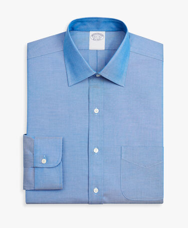 Brooks Brothers Slim Fit Non-Iron Cotton Shirt with Ainsley Collar Blue