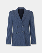 Brooks Brothers Pinstripe Cotton Blend Blazer Denim