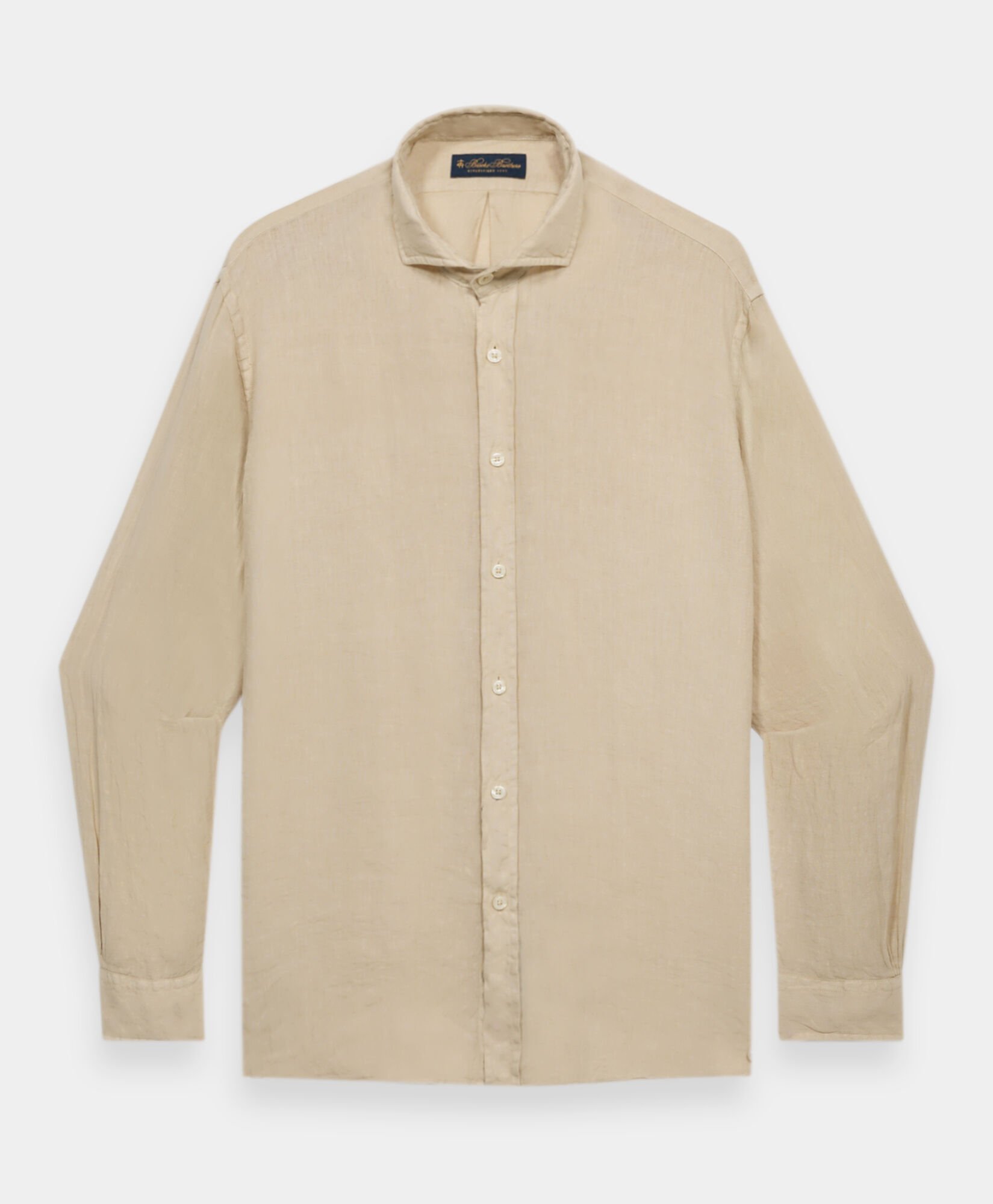 Slim Fit Linen Shirt with Spread Collar