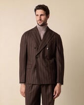 Brooks Brothers Relaxed Double Breasted Virgin Wool Suit Coffee