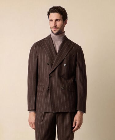 Brooks Brothers Relaxed Double Breasted Virgin Wool Suit Coffee