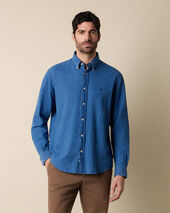 Brooks Brothers Regular Fit Denim Shirt with Button Down Collar Bleached Blue