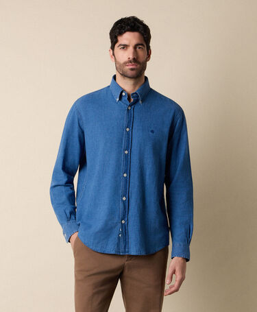Brooks Brothers Regular Fit Denim Shirt with Button Down Collar Bleached Blue