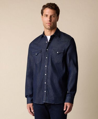 Brooks Brothers Slim Fit Denim Western Shirt Blue