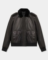 Brooks Brothers Leather Aviator Jacket Black