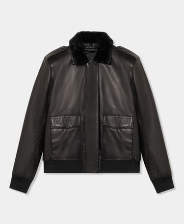 Brooks Brothers Lederpilotjacke Schwarz