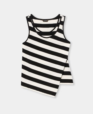 Brooks Brothers Slim Fit Striped Cotton Jersey Tank Top with Logo Embroidery White