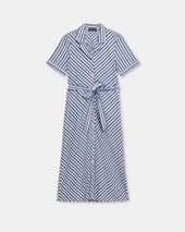 Brooks Brothers Striped Shirt Dress with Belt Blue
