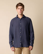 Brooks Brothers Regular Fit Linen Shirt with Spread Collar Navy