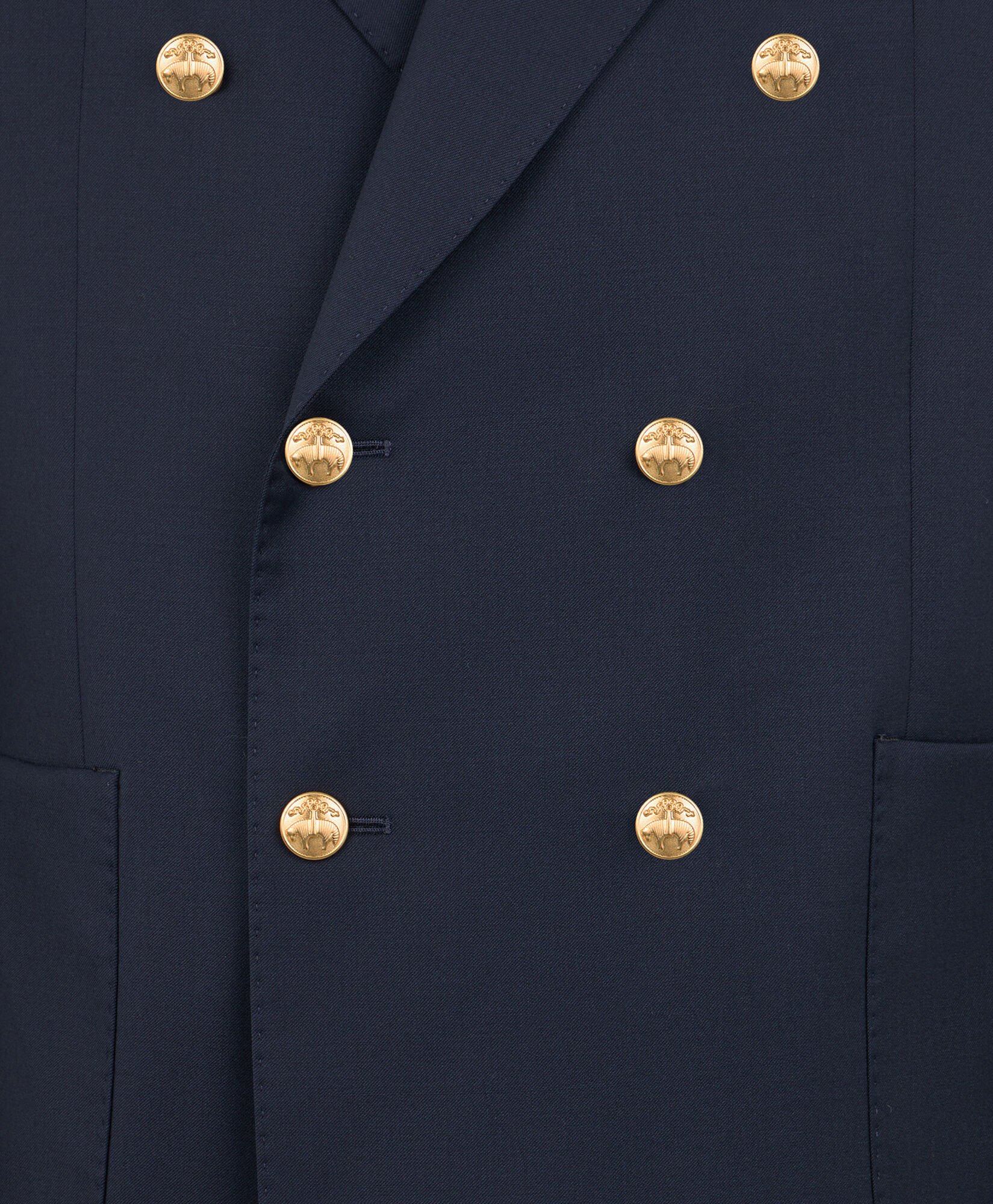 Gold Buttons Double-Breasted Virgin Wool Blazer