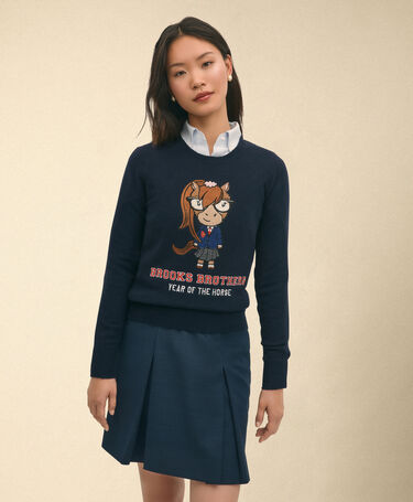 Brooks Brothers Pull Année du Cheval Bleu Marine