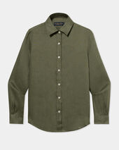 Brooks Brothers Linen Shirt with Logo Olive