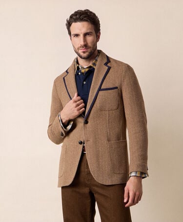 Brooks Brothers Blazer im Fischgrätmuster Hellbraun