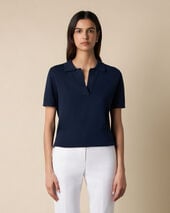 Brooks Brothers Open Collar Cotton Knit Polo Navy