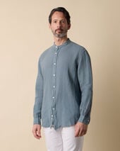 Brooks Brothers Regular Fit Hemd aus Leinen mit Stehkragen Petrol