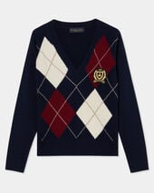Brooks Brothers Intarsia-Pullover Argyle aus Lammwolle Marineblau