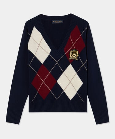 Brooks Brothers Intarsia-Pullover Argyle aus Lammwolle Marineblau