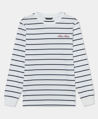 Brooks Brothers Gestreiftes Baumwoll-T-Shirt mit aufgedrucktem Logo Marineblau