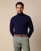 Brooks Brothers Lambswool Turtleneck Sweater with Logo Navy