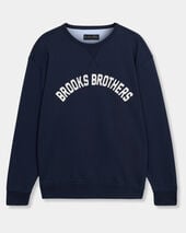 Brooks Brothers Cotton Sweatshirt with Extended Logo Print Navy