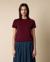 Brooks Brothers Kurzarm-Rundhals-Pullover aus Merinowolle Burgunderrot