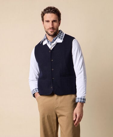 Brooks Brothers Wendbare Strickweste Blackwatch Marineblau