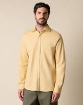 Brooks Brothers Slim Fit Melange Cotton Flannel Shirt with Spread Collar Ochre