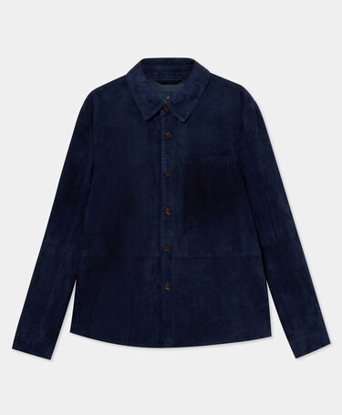 Brooks Brothers Suede Leather Shirt Jacket Blue