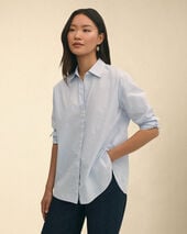 Brooks Brothers Oversized Cotton Poplin Blouse Blue
