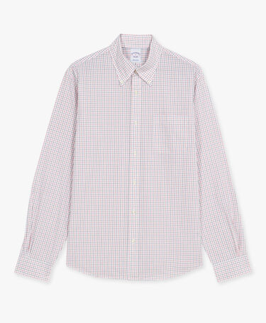 Brooks Brothers Friday Regular Fit Hemd aus Popeline mit Button Down Kragen Red and Blue