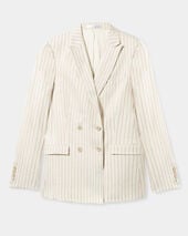 Brooks Brothers Pinstripe Linen Blend Double-Breasted Blazer White