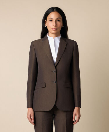Brooks Brothers Blazer en Coton-Lin Brun Foncé