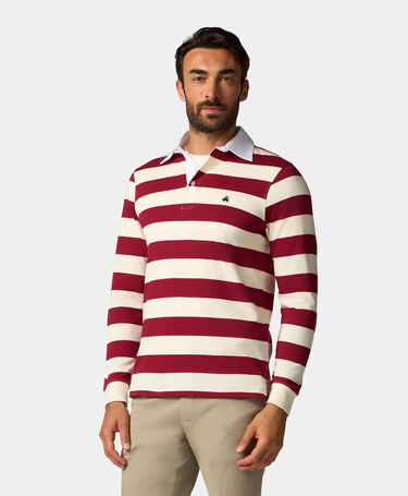 Brooks Brothers Striped Jersey Rugby Polo Burgundy