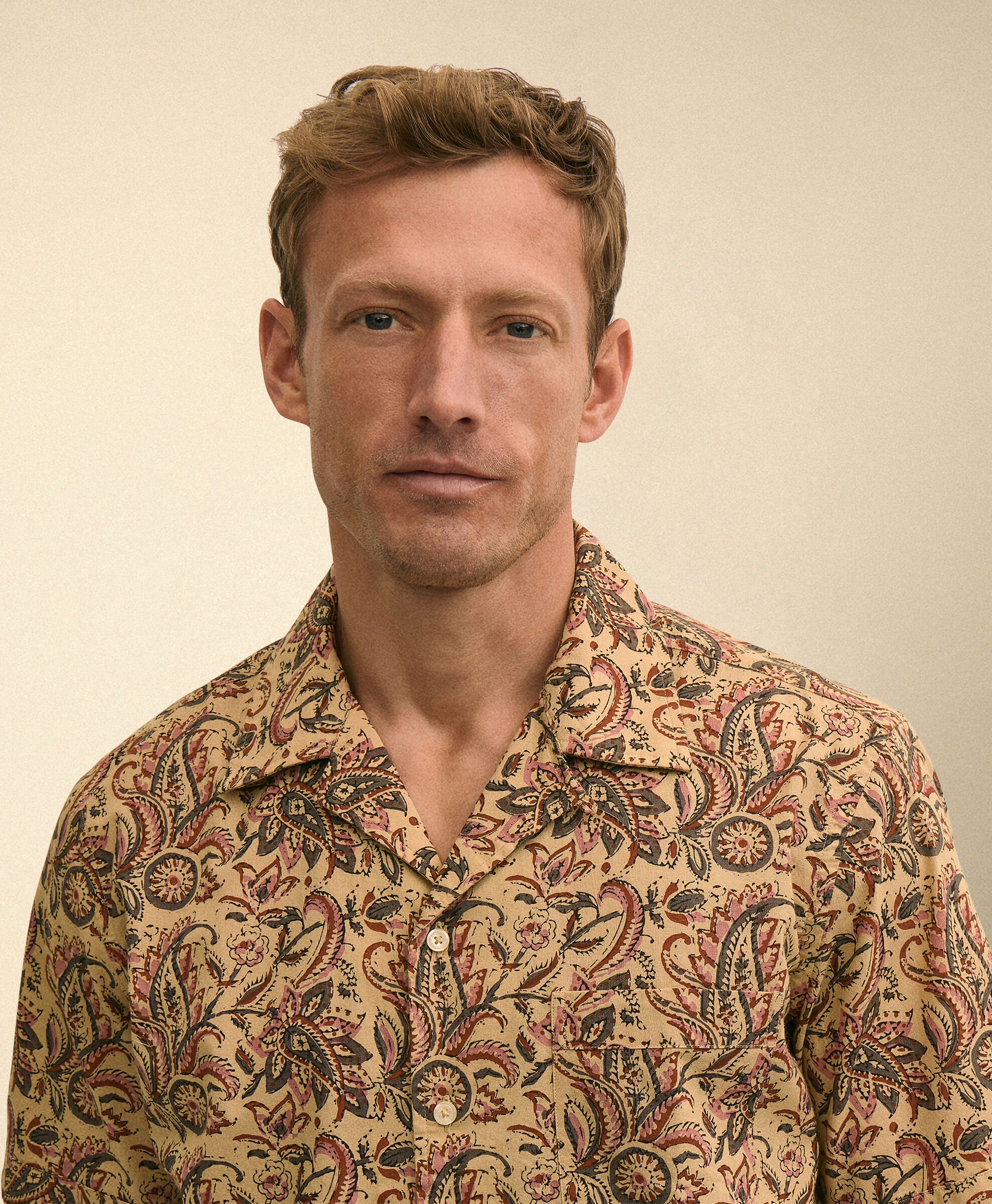 Block Print Cotton Camp Shirt