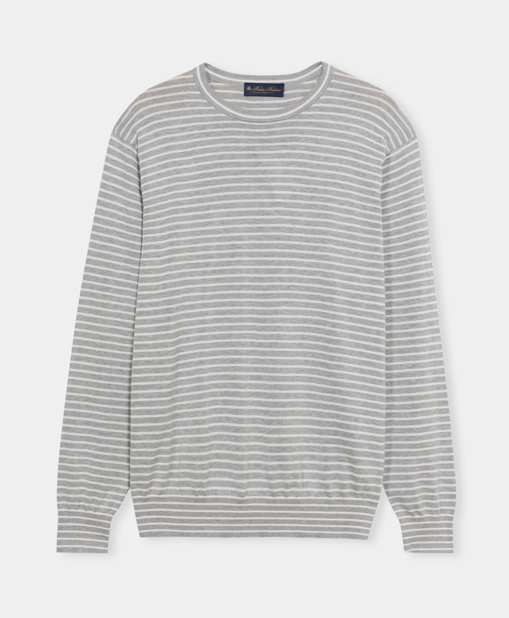 Striped Cotton-Silk-Linen Crewneck
