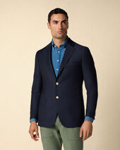 Brooks Brothers Hopsack Blazer with Gold Buttons Navy