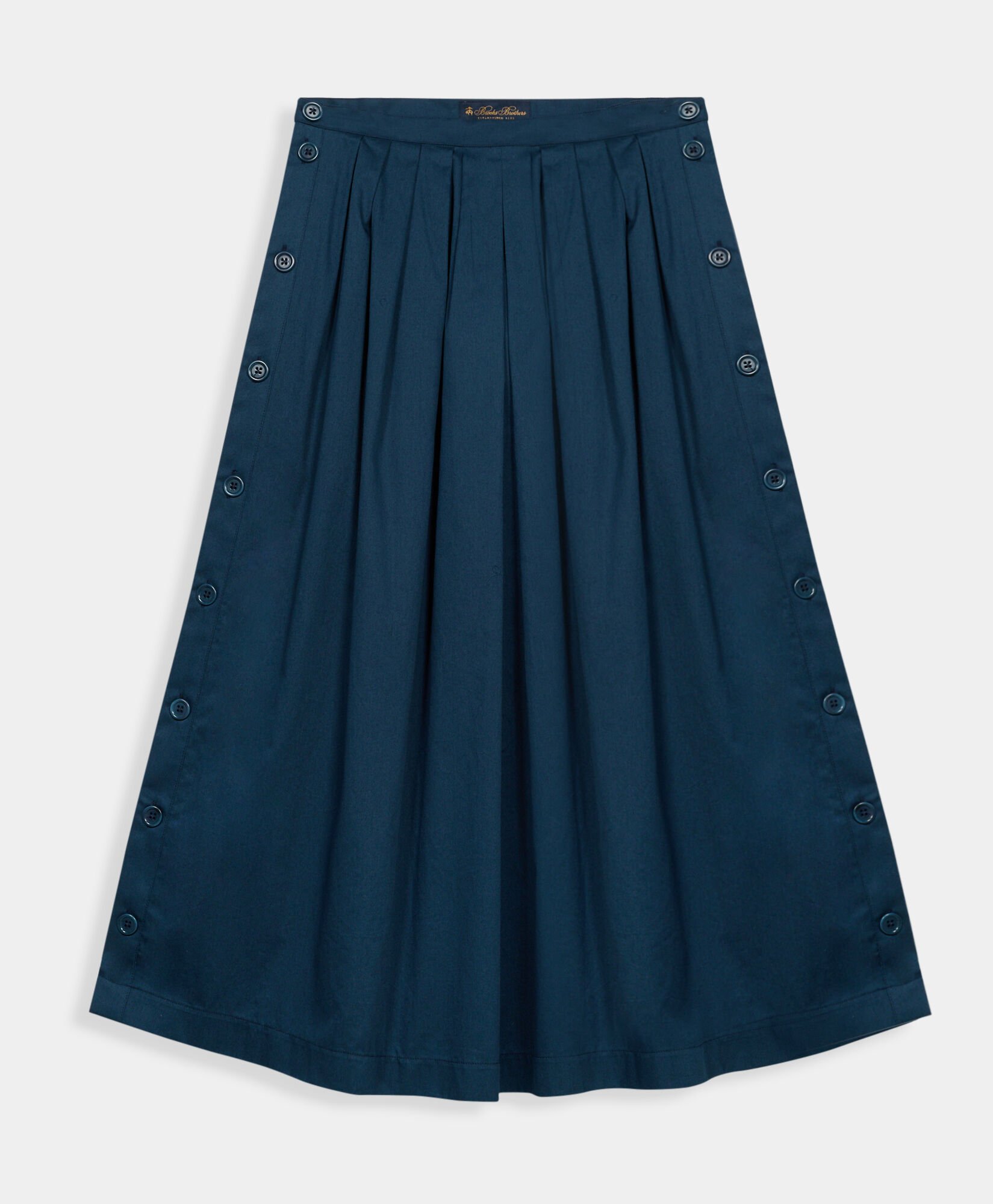 Pleated Twill Midi Skirt