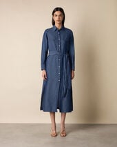Brooks Brothers Maxi Linen Denim Shirt Dress Denim