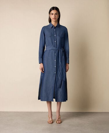 Brooks Brothers Maxi-Hemdkleid aus Leinen-Denim Denim