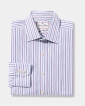 Brooks Brothers Thomas Mason Striped Regular Fit Cotton Shirt with Ainsley Collar Light Blue