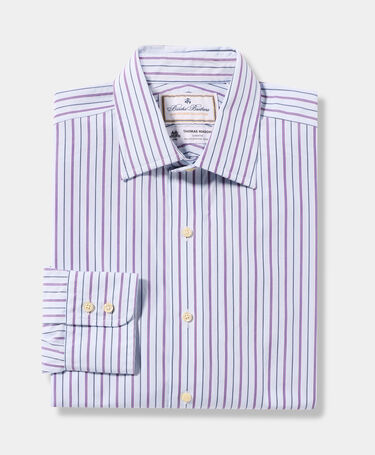 Brooks Brothers Thomas Mason Regular Fit Baumwollhemd mit Ainsley-Kragen Hellblau