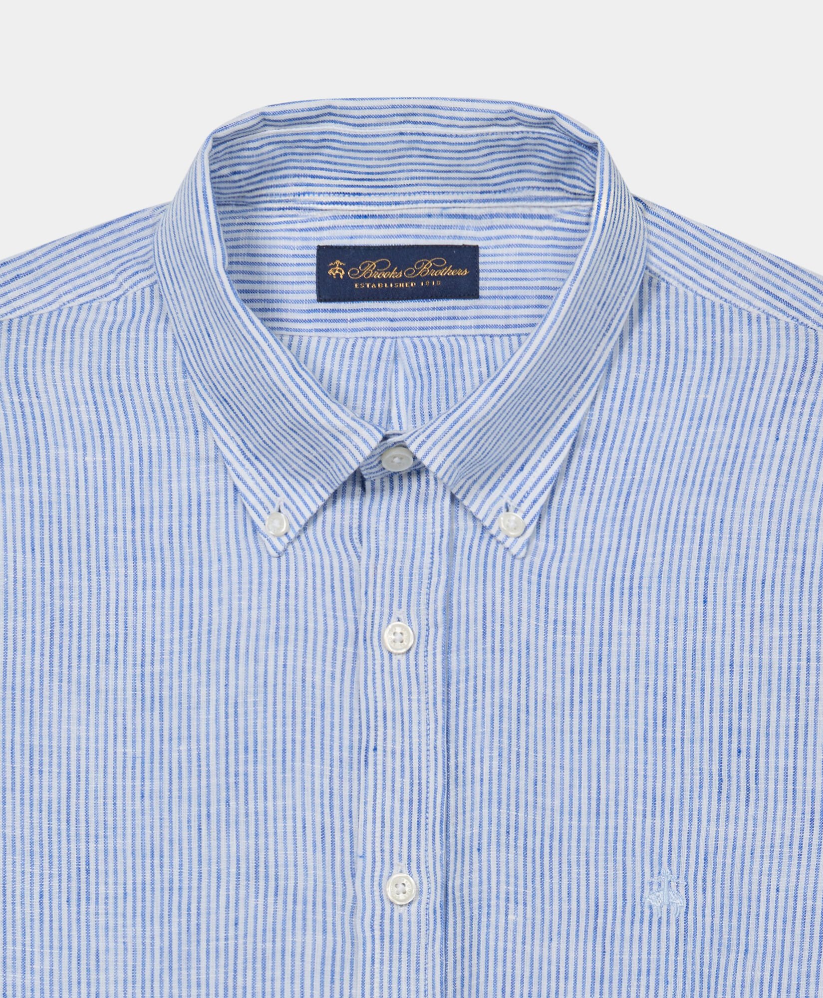 Regular Fit Linen Shirt with Button Down Collar