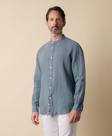 Brooks Brothers Chemise Regular Fit en Lin avec col mao Pétrole