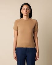 Brooks Brothers Short-Sleeved Merino Wool Crewneck Camel