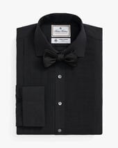 Brooks Brothers Black Brooks Brothers X Thomas Mason Cotton English Collar, Swiss Pleat Front Tuxedo Shirt Black