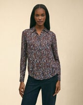 Brooks Brothers Paisley Dropped Shoulder Blouse Blue