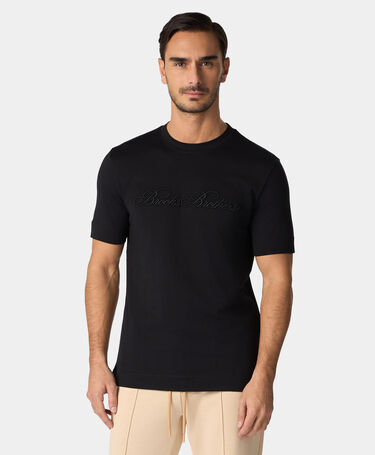Brooks Brothers Logo cotton T-shirt Black